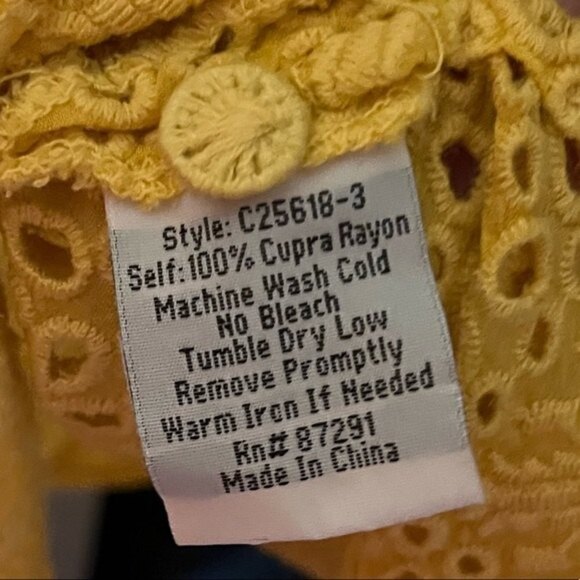 Johnny Was Darla Embroidered Sleeveless Long Button Front Tunic Yellow Small - Picture 10 of 12